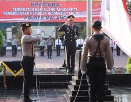 Polres Malang Gelar Upacara Bendera Memperingati Hari Kemerdekaan Republik Indonesia Ke 78