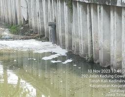 Diduga Adanya Pipa Saluran Air Limbah Industri Mengalir di Sungai Suramadu