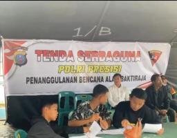 Polda Sumut Dirikan Tenda Serba Guna Bantu Anak-Anak Korban Longsor Humbahas Ujian Semester