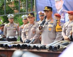 Jelang Nataru Polres Tuban Amankan Ratusan Kendaraan Roda Dua Berknalpot Brong