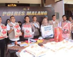 Polisi Berhasil Bongkar Jaringan Pemalsu Beras Bulog Jadi Kemasan Premium di Malang