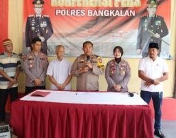 Polres Bangkalan Gelar Konferensi Pers Restorative Justice Maling Patung di Gereja Kamal