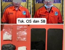 Polres Nganjuk Tangkap Kurir dan Pemesan Narkoba, 7,01 Gram Serbuk Putih diduga Sabu disita saat Penyergapan
