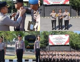 Kapolres Nganjuk Pimpin Upacara Kenaikan Pangkat Pengabdian dan Membuka  Latja Siswa Diktuk BA Gelombang I T.A. 2024 