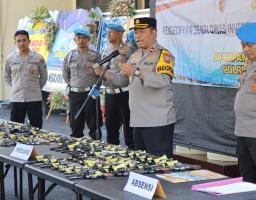 Sipropam Polres Nganjuk Gelar Pemeriksaan Berkala Senjata Api Laras Pendek Organik Dan Amunisi