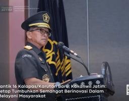 Lantik 16 Kalapas/Karutan Baru, Kakanwil Jatim: Tetap Tumbuhkan Semangat Berinovasi Dalam Melayani Masyarakat