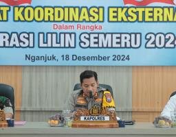 Polres Nganjuk Gelar Rapat Koordinasi Eksternal Operasi Lilin Semeru 2024