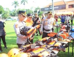 Polres Bondowoso bersama BPBD gelar apel kesiap siagaan tanggap bencana Hidrometeorologi