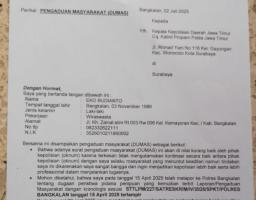 Laporkan Oknum Penyidik Polres Bangkalan ke Propam Polda Jatim, Gegara di Abaikan