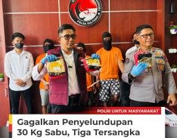 Polda Sulteng Gagalkan Penyelundupan 30 Kg Sabu, Tiga Tersangka Dibekuk