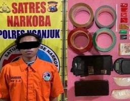 Satresnarkoba Polres Nganjuk Bekuk Pengedar Sabu di Sawahan, Amankan Barang Bukti 3,69 Gram