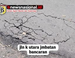 Belum Genap Sepekan Diperbaiki, Jalan Nasional di Utara Jembatan Bancaran Sudah Retak