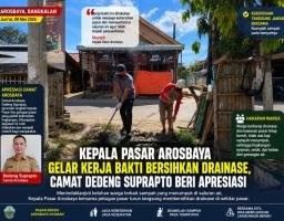 Kepala Pasar Arosbaya Gelar Kerja Bakti Bersihkan Drainase, Camat Dedeng Suprapto Beri Apresiasi