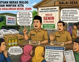 Bantuan Beras Bulog dan Minyak Kita Mulai Disalurkan Besok, Pemdes Tambegan Pastikan Distribusi Transparan