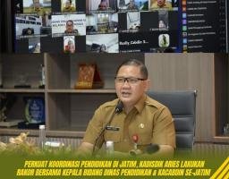 Kadiknas Jatim Gelar Rakor Daring dengan Kacabdin, Tekankan Sinergi dan Evaluasi Program