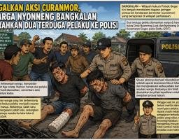 Gagalkan Aksi Curanmor, Warga Nyonneng Bangkalan Serahkan Dua Terduga Pelaku ke Polisi