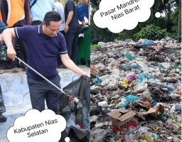 Hebat Bupati Nias Barat Gotong Royong di Nias Selatan, Sampah di Pasar Mandrehe Nias Barat Justru Menggunung