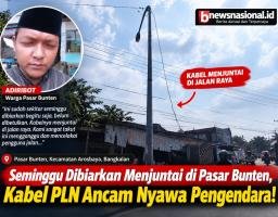 Seminggu Dibiarkan Menjuntai di Pasar Bunten, Kabel PLN Ancam Nyawa Pengendara