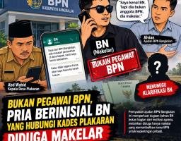 Bukan Pegawai BPN, Pria Berinisial BN yang Hubungi Kades Plakaran Diduga Makelar