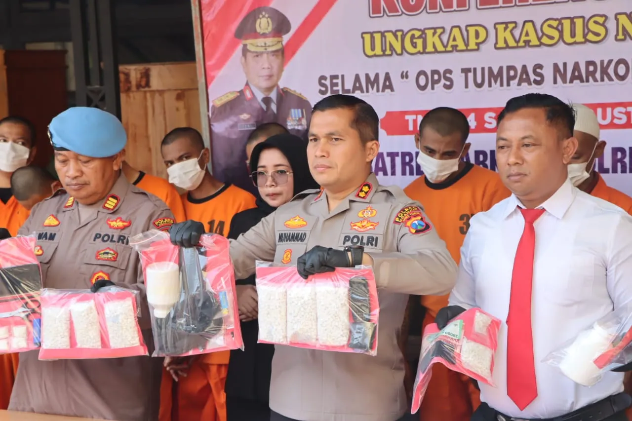 Konferensi Pers Operasi Tumpas Narkoba Semeru 2023, Kapolres : Hasil Ungkap Kasus Sabu Masih Mendominasi