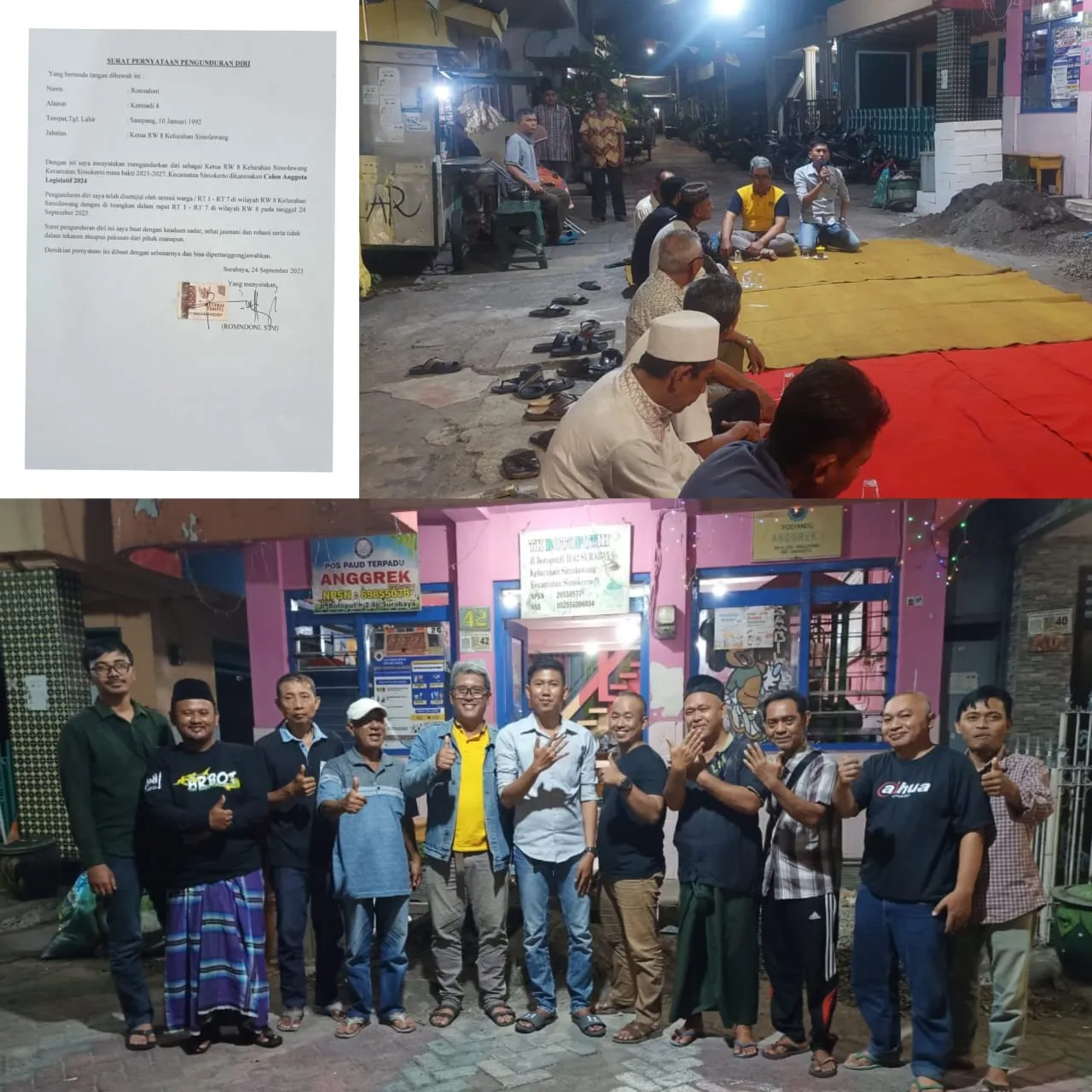 Hendak Mencalonkan diri Menjadi Calon Legislatif, Ketua RW VIII Simolawang Mengundurkan Diri