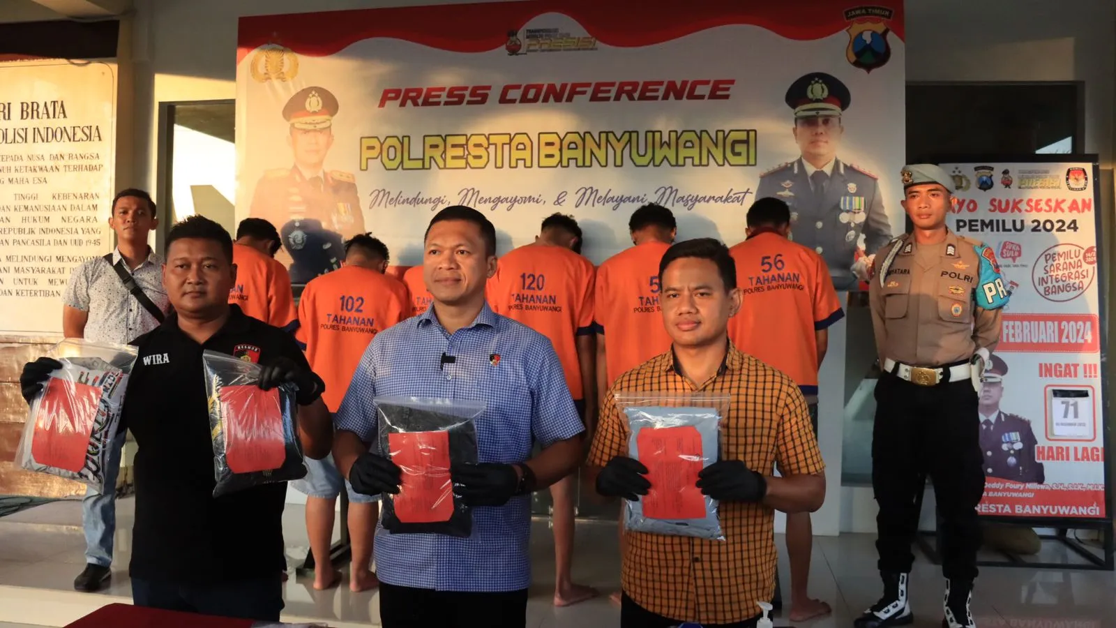 Polresta Banyuwangi Berhasil Amankan 8 ABG Diduga Pelaku Pengeroyokan di Taman Sritanjung 
