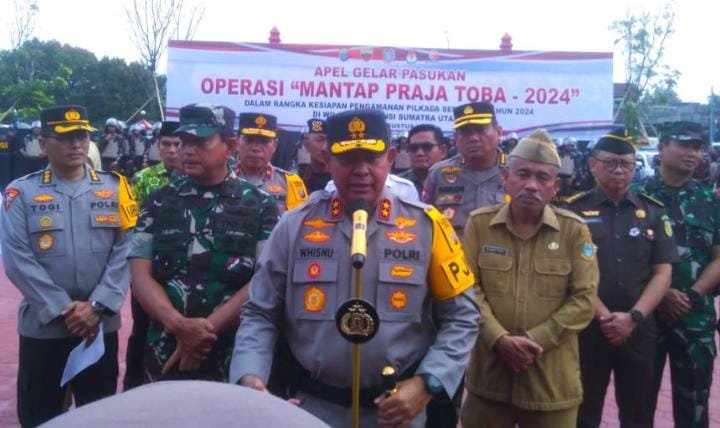 Kapolda Sumut Irjen Whisnu Pimpin Apel Gelar Pasukan Operasi Mantap Praja Toba 2024
