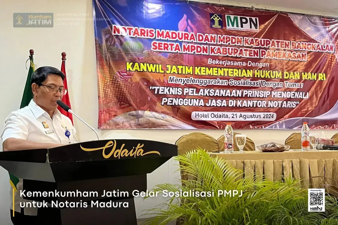 Kemenkumham Jatim Gelar Sosialisasi PMPJ untuk Notaris Madura
