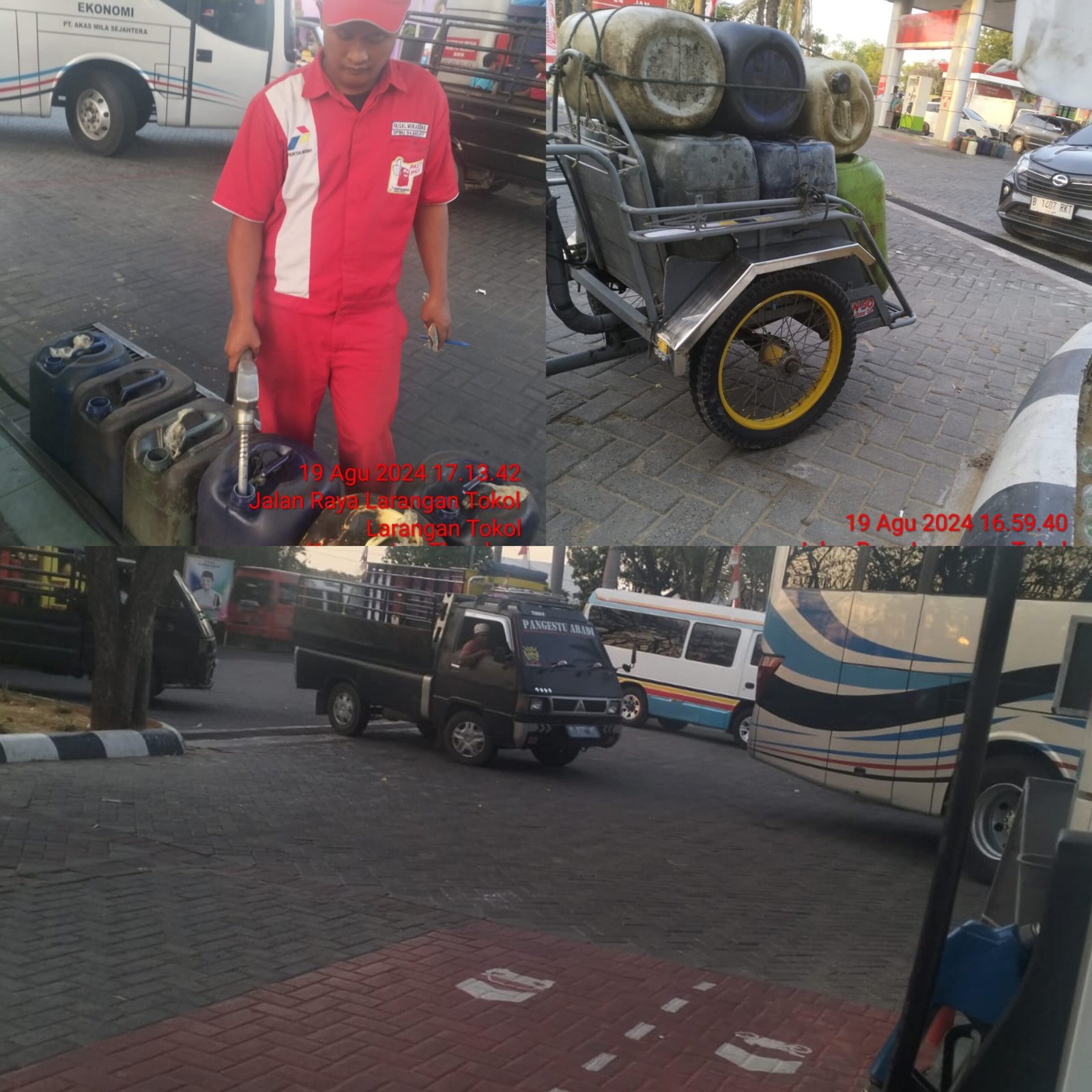 NGERIIII......, Diduga Menyalahi Aturan SPBU No 54.693.07 Di Jalan Larangan Tokol Mengisi Jerigen Plastik Secara Terang Terangan