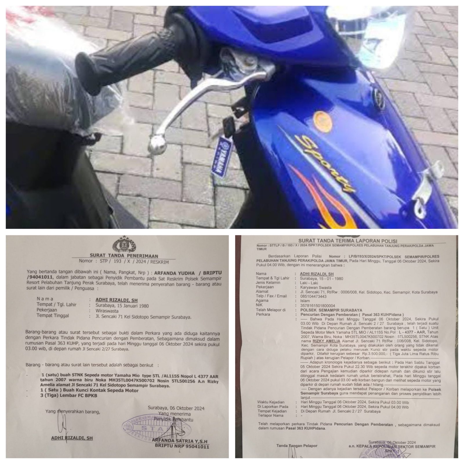 Motor Yamaha Mio Raib di Semampir, Korban Trauma