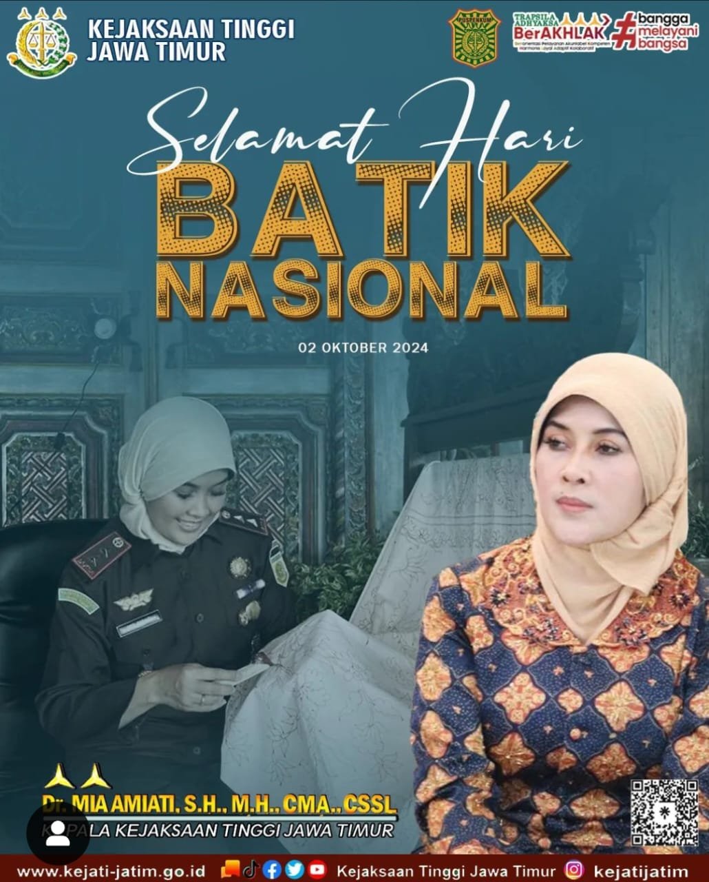 Kajati Jatim, Mia AMIATI Ucapakan Selamat Hari Batik Nasional