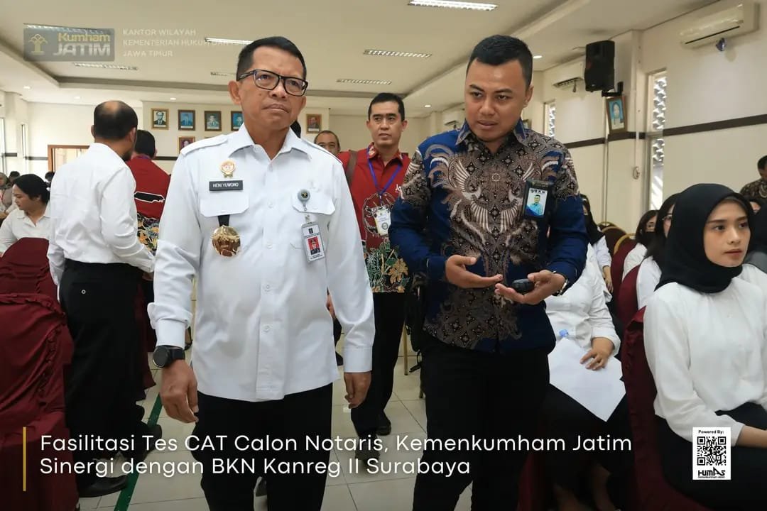 Fasilitasi Tes CAT Calon Notaris, Kemenkumham Jatim Sinergi dengan BKN Kanreg II Surabaya