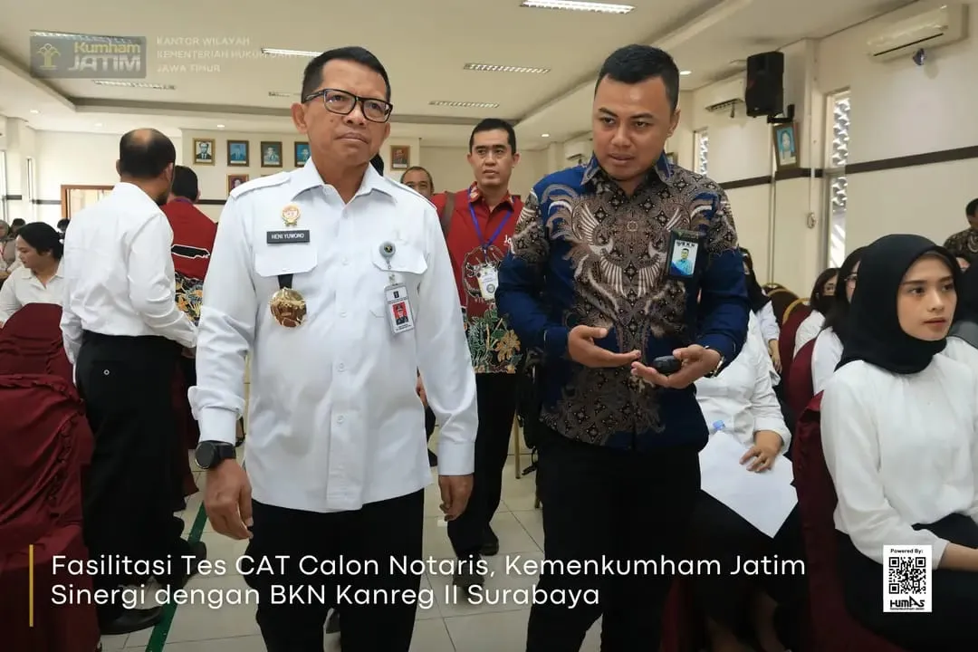 Fasilitasi Tes CAT Calon Notaris, Kemenkumham Jatim Sinergi dengan BKN Kanreg II Surabaya 
