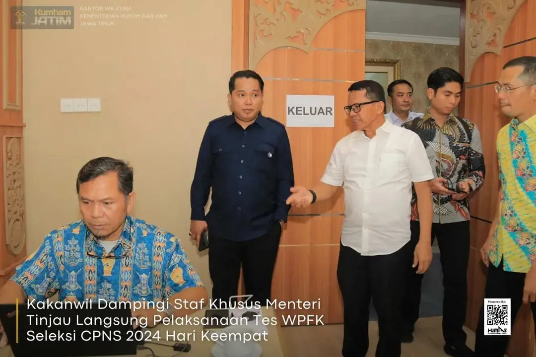 Kakanwil Dampingi Staf Khusus Menteri Tinjau Langsung Pelaksanaan Tes WPFK Seleksi CPNS 2024 Hari Keempat