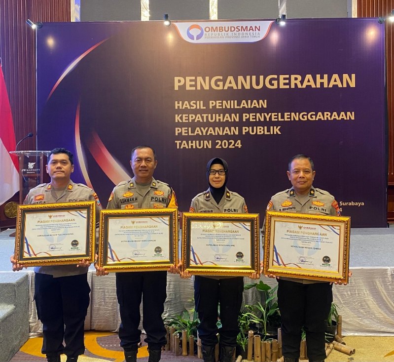 Polres Bondowoso Raih Penghargaan dari Ombudsman RI