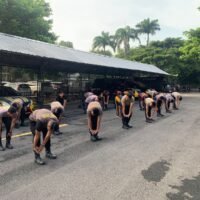 Kasat Samapta Pimpin latihan Fisik Anggota Dalmas Polres Nganjuk, Disiapkan Dalam Rangka Pam Libur Panjang