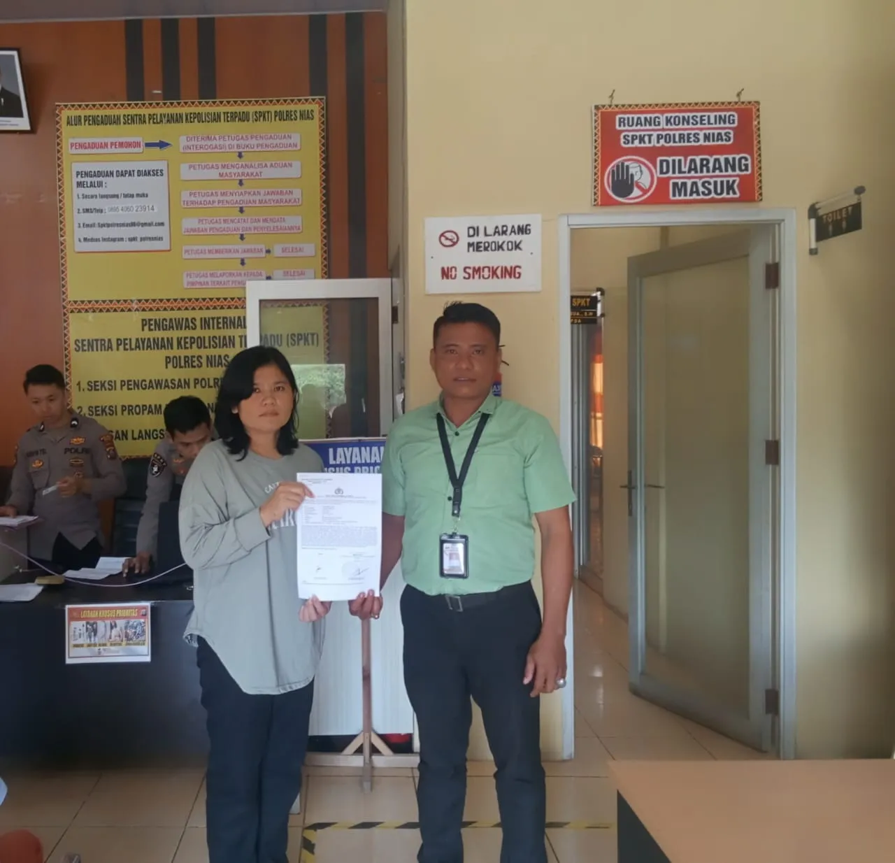 Susilawati Wau Laporkan Okta Samgeri Pelawi di Polres Nias Terkait Dugaan Laporan Palsu dan Fitnah 
