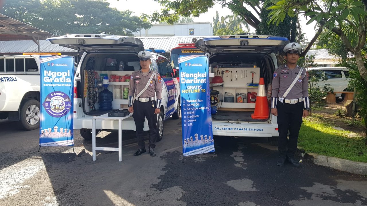 Mudik Auto Nyaman! Satlantas Polres Nganjuk Hadirkan Cafe & Bengkel Gratis