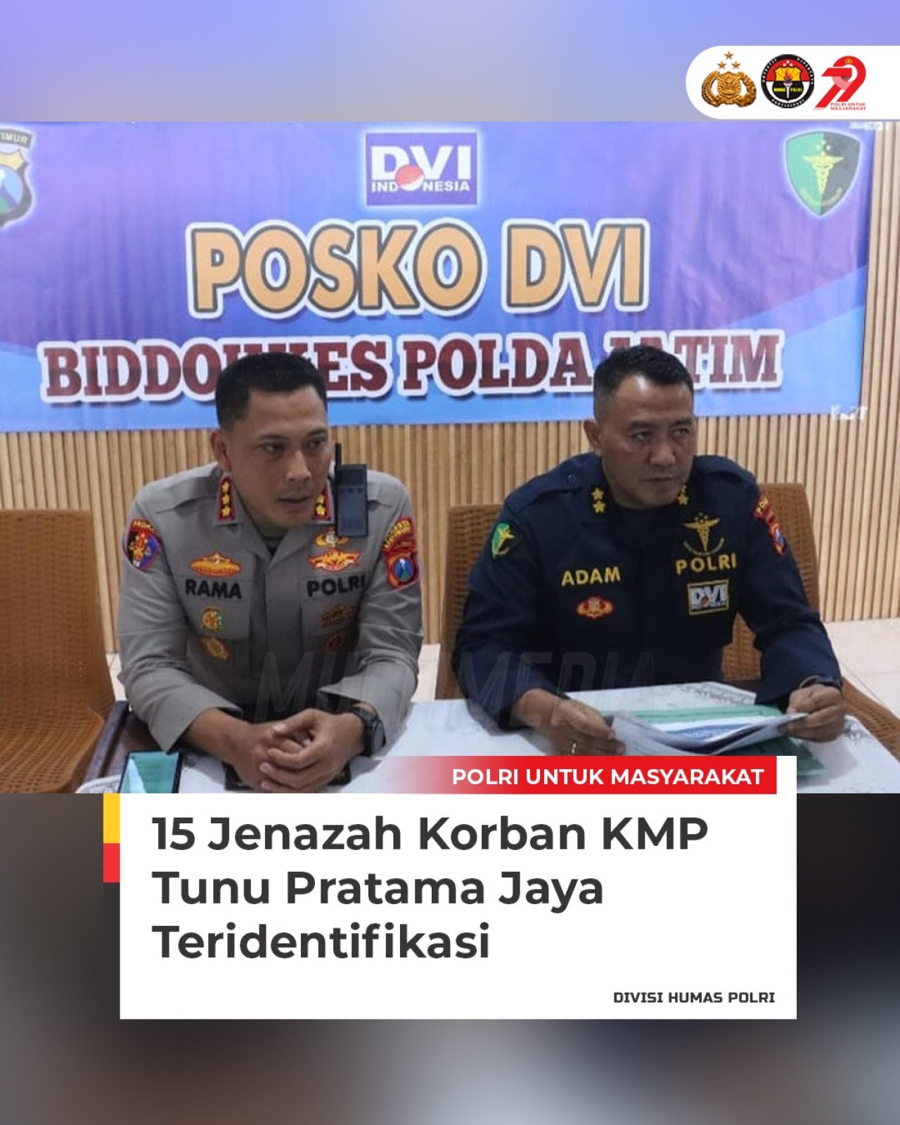 Tim DVI Polda Jatim Identifikasi 15 Jenazah Korban KMP Tunu Pratama Jaya, Dua Lainnya Masih dalam Proses