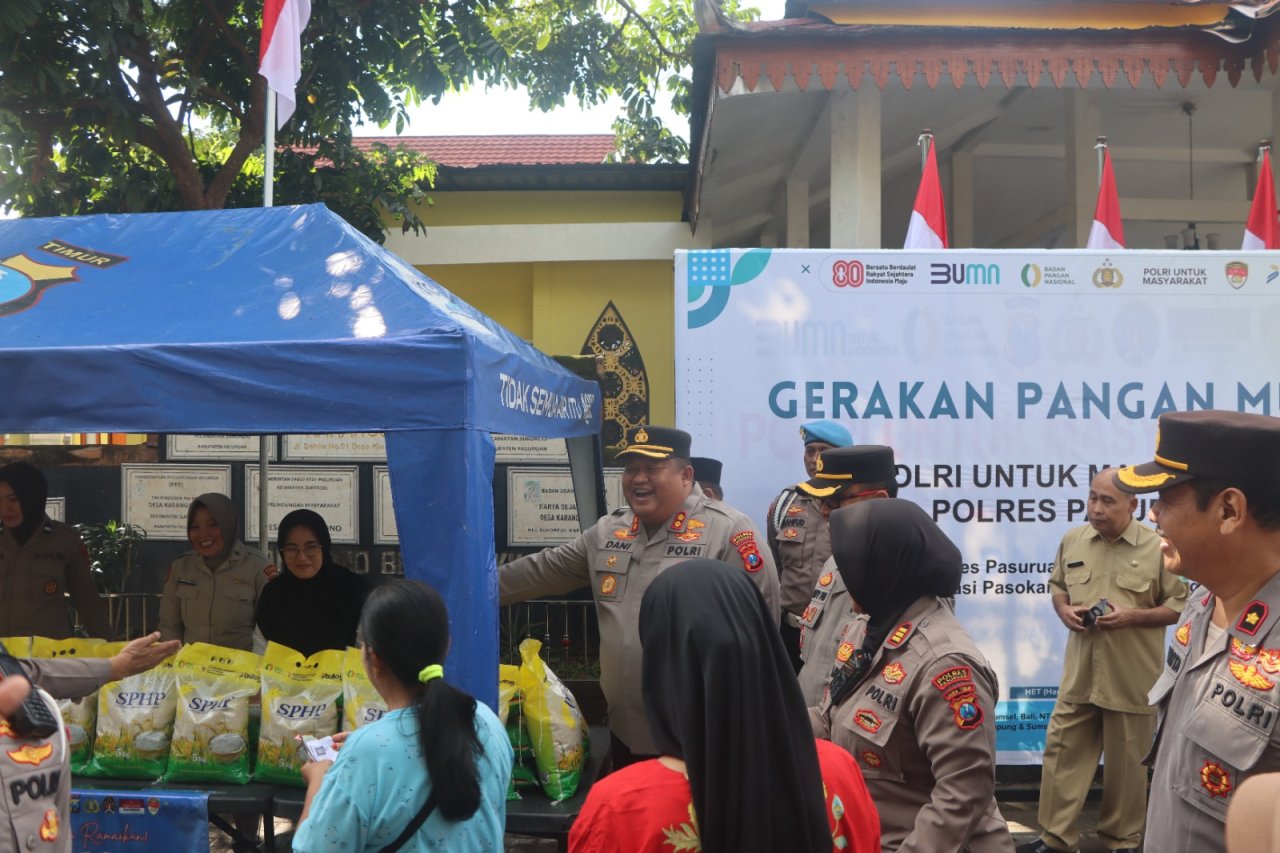Polres Pasuruan Komitmen Gelar Gerakan Pangan Murah, Siapkan 2 Ton Beras untuk Warga Sukorejo dan Tosari