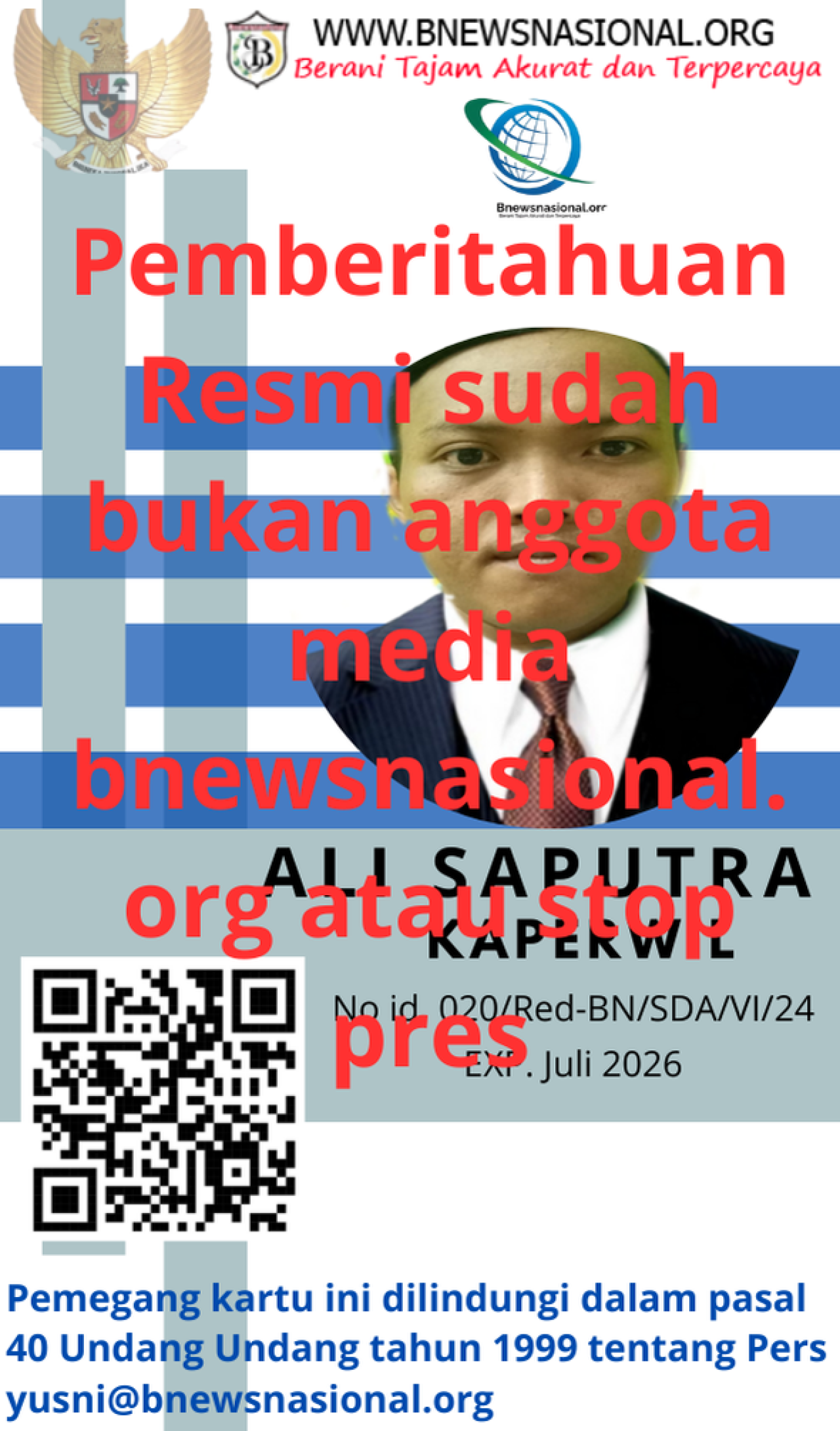 "Di Keluarkan" Wartawan Media Bnewsnasional.org