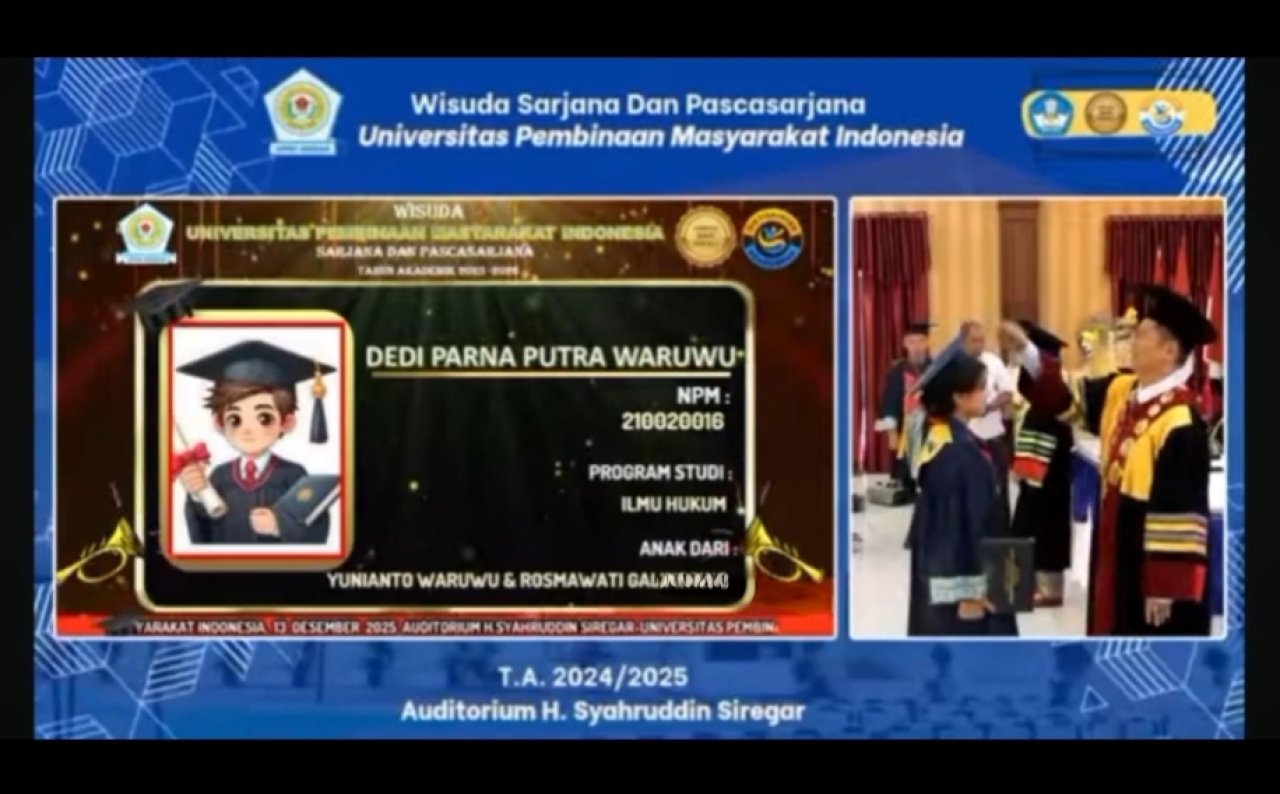 Universitas Pembinaan Masyarakat Indonesia (UPMI) Gelar Wisuda Sarjana dan Pascasarjana T.A. 2024/2025