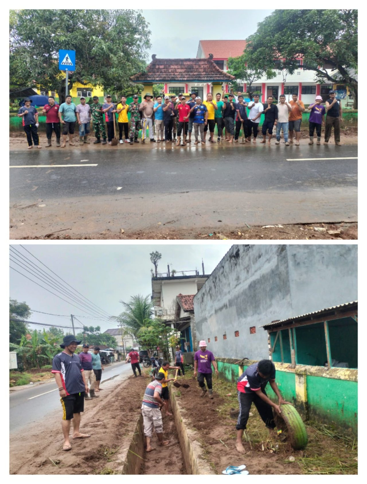 Kolaborasi Antar Lini Bertema Jum’at Bersih, Gotong Royong di Jalan Arosbaya–Campor Bangun Tim Tangguh