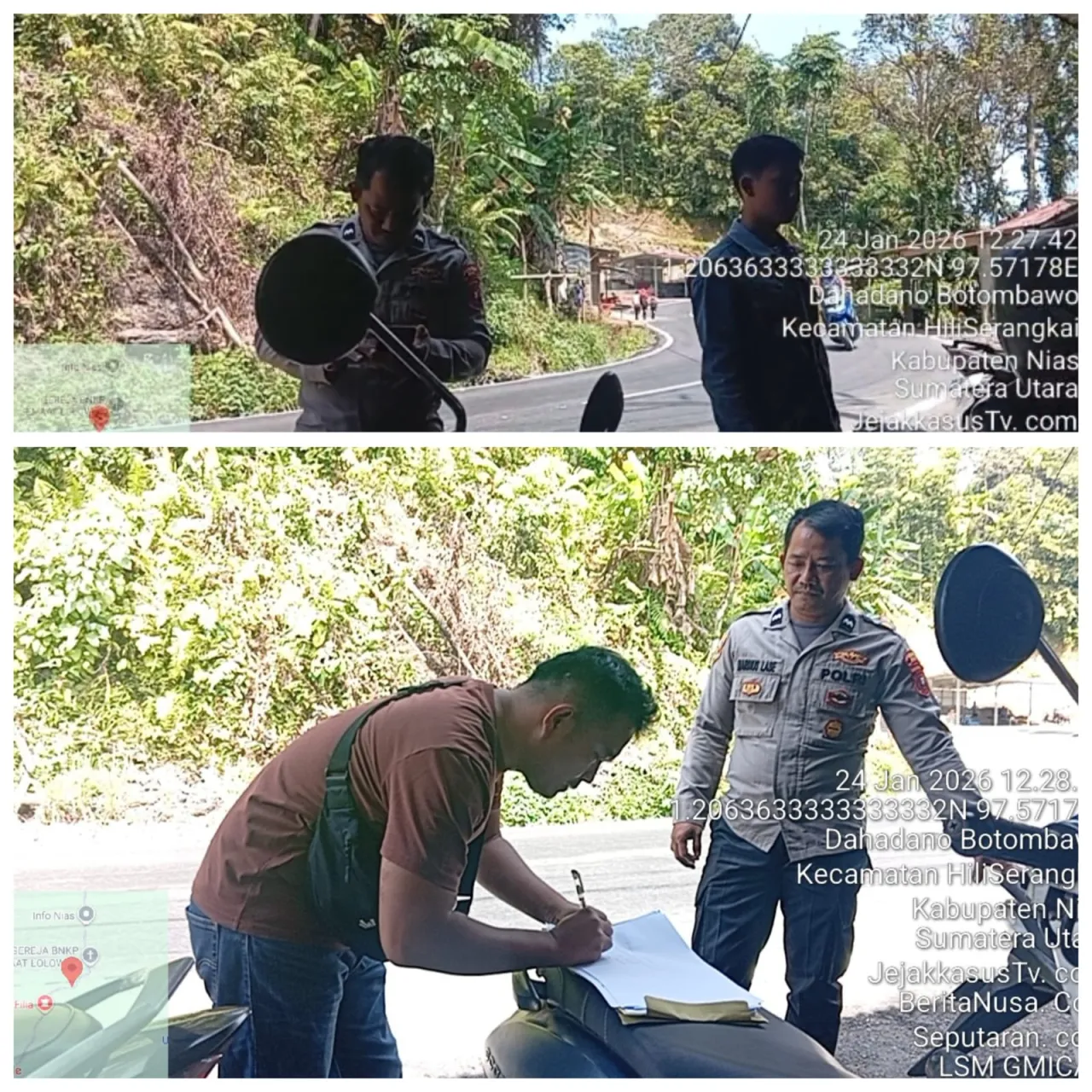 Polisi Gercep! Polsek Hiliduho olah TKP terkait dugaan penganiayaan warga di Desa Dahadano Botombawo, Nias. 