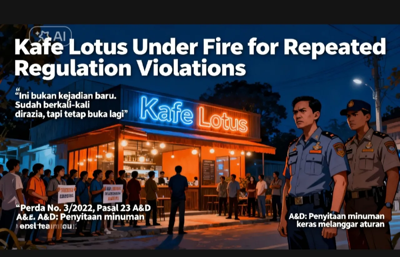 Kafe Lotus Diduga Kebal Hukum, Berulang Kali Kedapatan Sediakan Miras dan Hiburan Malam Namun Tak Kunjung Ditutup