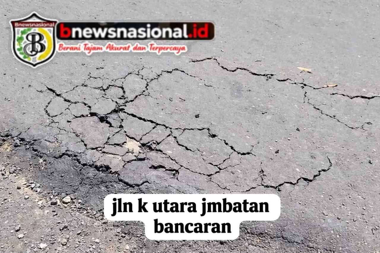 Belum Genap Sepekan Diperbaiki, Jalan Nasional di Utara Jembatan Bancaran Sudah Retak