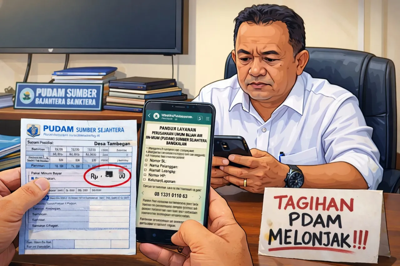Dirut PUDAM Bangkalan Bungkam Soal Lonjakan Tagihan di Tambegan, Hanya Kirim Pesan ‘Template’