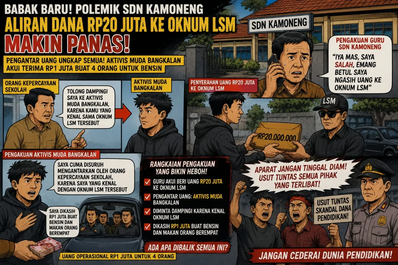 Skandal SDN Kamoneng Makin Panas, Aktivis Muda Bangkalan Bongkar Peran Pengantar Uang Rp20 Juta