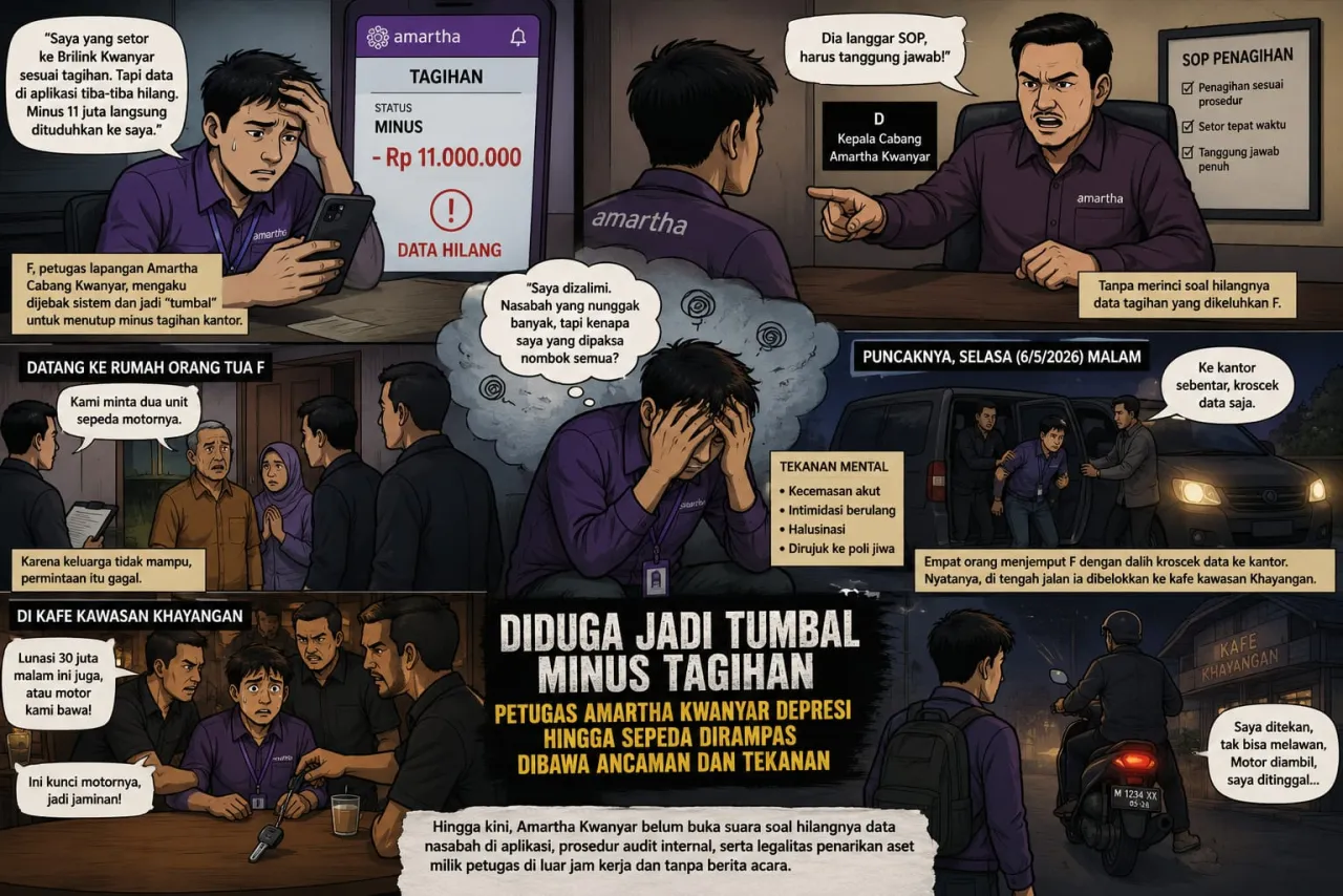 Diduga Jadi Tumbal Minus Tagihan, Petugas Amartha Kwanyar Depresi Hingga Sepeda Dirampas dibawa ancaman dan tekanan 