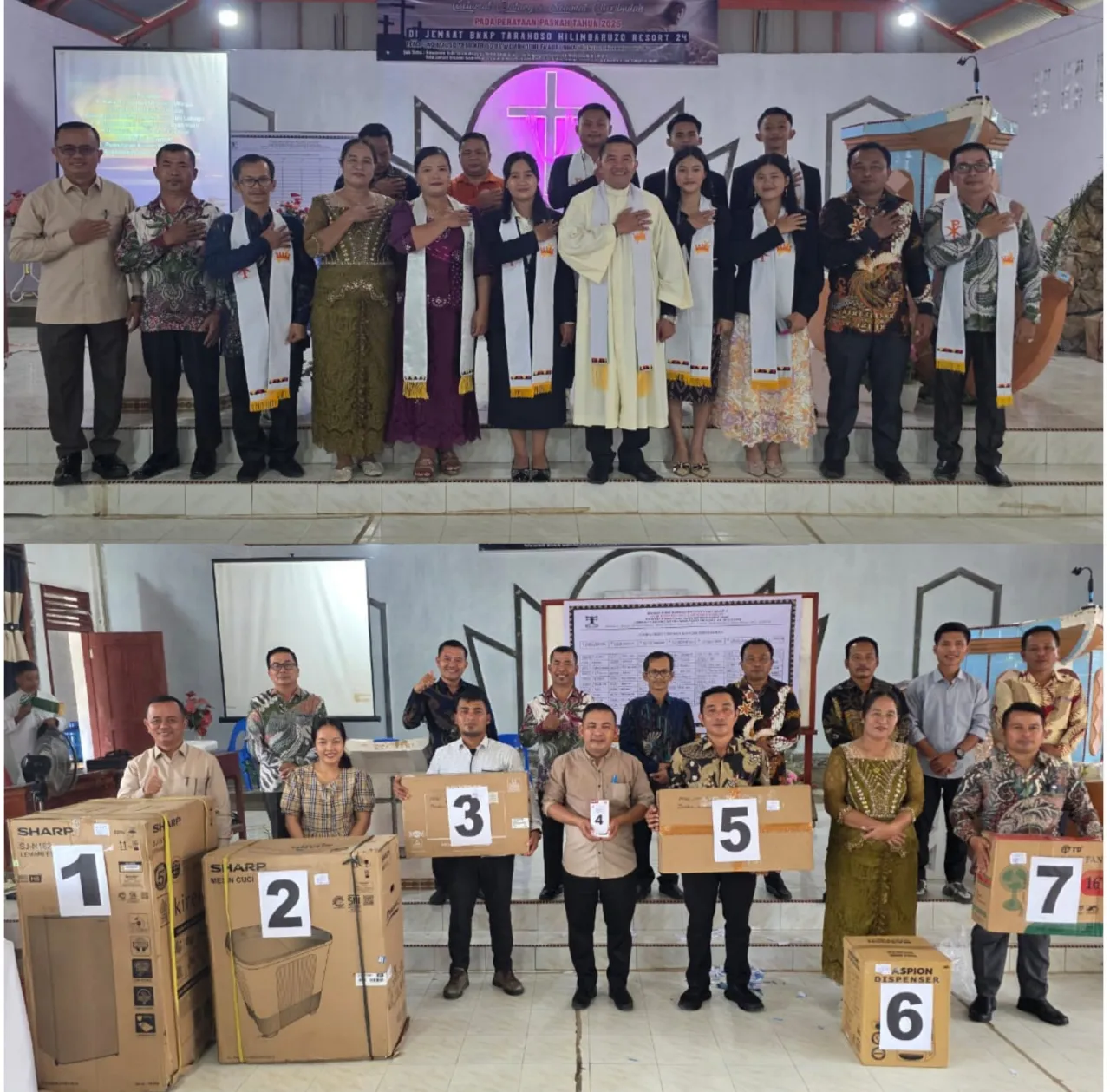 Puncak Perayaan Paskah di Gereja Jema'at BNKP Tarahoso Hilimbaruzo Berjalan Lancar dengan Undian Kupon Berhadiah.